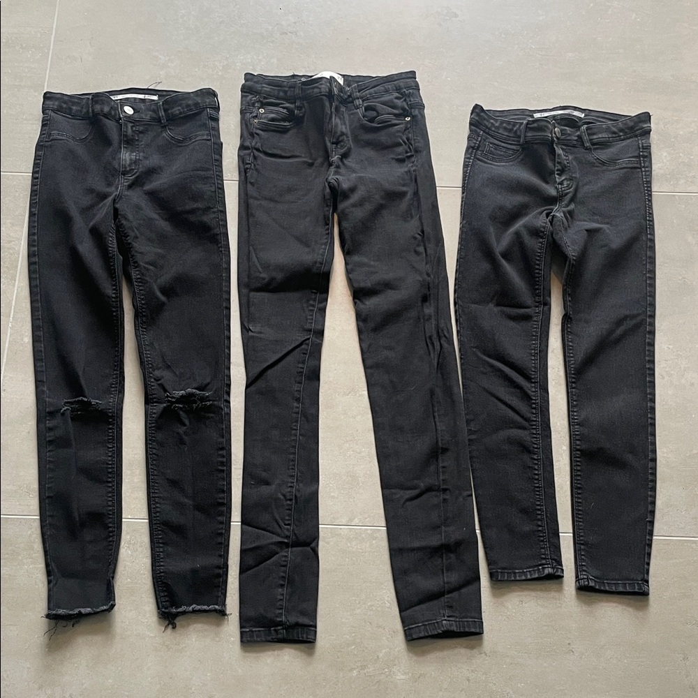 3 ZARA BLACK SKINNY JEANS! 
TRAFALUC Stretch Denim Set
Size 4-6